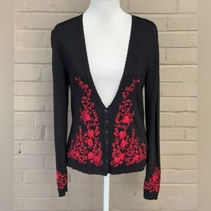 Cache Vintage black / red  low cut cardigan L